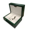أزياء Rolexables عالية الجودة مراقبة الأخضر الحالات أكياس الورق شهادة الصناديق الأصلية للرجال الخشبي رجال الساعات الأكياس الهدايا A272K