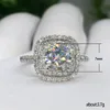 Moda luksusowy kwadratowy pierścień biżuteria okrągła cZ cyrkon diamentowy obrączka ślubna złoto wypełnione obietnicy Pierścienie dla kobiet zaręczyny Jewelr307p