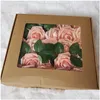 Decorative Flowers Wreaths 25Pcs/Box Artificial Blush Roses Realistic Fake W/Stem For Diy Wedding Party Bouquets Baby Shower Home Otsfv