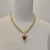 2023 Luxury Quality Charm Heart Shape Pendant Necklace With Red Diamond in 18K Gold Plated Have Stamp Box PS7520A226V