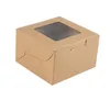 Fashion 3 Size Kraft Paper Cake Box With Window Gift Packaging For Wedding Home Party White Brown Kraft Paper Box wholesale