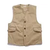 Men's Vests Sw191021 Men Cargo Canvas Waistcoat Cotton Pocket Khaki Vintage Hunting Outdoor Camping Simple Fashion Sport Solid Color Vest 230909