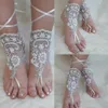 Sexy Ribbon Beach Wedding Shoes Lace Delicate Beaded Open Toe Ankle Strap Flat Bridal Shoe For Summer2308