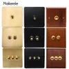 10A Retro Stainless Steel Wood Brass Toggle Switch 1 2 3 Gang Wall Lamp Switch 86 Type Dual Control Light Switch T200605219C