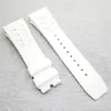 25 mm witte horlogeband 20 mm vouwsluiting rubberen band voor RM011 RM 50-03 RM50-01245a