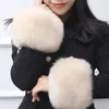 Five Fingers Gloves One Pair Faux Rabbit Fur Oversleeve Cuff Winter Warm Wristbands Elegant Women Parkas Wrist Sleeve Cover for Coat 230909