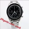 Mens Wristwatch Outdoor Chronograph VK Kwarc Ruch Apollo Men Moonwatch Profesjonalne zegarki sportowe obserwuj okrągły czarny wybieranie 2724