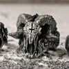 Cluster Rings Unique Punk Gothic Satanic Demon Skull Ring Men Biker Jewelry Gift Animal Finger Trendy Female Male Engagement Party2645