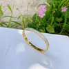 Hot Luxe Top Fijne Merk Pure 925 Sterling Zilveren Sieraden Vrouwen Easy Lock Bangle Rose Geel Goud Volledige Diamanten Bangle bruiloft Engagement Belangrijkste Diamanten Armband