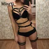 Reggiseni Set Bdsm Imbracatura per tutto il corpo in pelle Reggiseno aperto Reggiseno per gambe Set per donne Gotico Sexy Cage Bondage Lingerie erotica1598