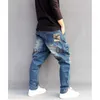 Dżinsy męskie kamuflaż patchwork harem dżinsy mężczyźni swobodny luźne workowate dżinsowe spodnie hip hop joggery spodnie niebieskie spodnie ubrania męskie Plus size1 x0909