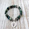 SN1072 Genuine Moss Agate Bracelet Fashion Yoga Bracelet Wrist Mala Beads Tree of Life Healing Bracelet Nature Stone Buddhist Jewe238S