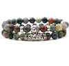 Perlen 8 mm Naturstein Lava Türkis Perlen Armband Set für Männer Yoga Chakra Energie Schmuck Geschenk Vulkan Perle Buddha Kopf elastisch Ot2Vx