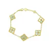 18K Gold Luxury Clover Designer Charm Bracelets for Women Retro Vintage Italy Brand Diamond Bracelet Bangle Party Wedding Jewelry277u