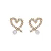 Orecchini a bottone in argento 925 con cuore dolce amore OL con brillanti cristalli di diamanti bling Orecchini in oro 18 carati di lusso con perle di design orecchini e324H