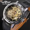 Winner Fashion Gold Black Roman Number Dial Luxury Design Clock Mens Watch Top Brand Cool Mechanical Skeleton Male Wrist Watches240m