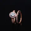 귀여운 여성 다이아몬드 라운드 링 세트 브랜드 럭셔리 925은 약혼 반지 빈티지 신부 웨딩 반지를위한 빈티지 신부 웨딩 반지 238s