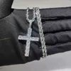 Hänge halsband som lyser diamantsten korshängen halsband smycken platina pläterade män kvinnor älskare gåva par religiösa smycken x0909