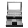 Professionelle 12 Grids Slots Uhren Aufbewahrungsbox PU Leder Doppel Schichten Uhr Schmuck Fall Halter Schwarz Braun Schatulle Box 20192441