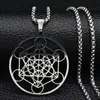 Pendentif Colliers 316 Acier inoxydable Metatron Cube Collier Étoile de David Chakra Yoga Méditation Hip-Hop Chaîne Homme Femme Bijoux 313m