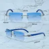 Moissanite Diamond Cut Lunettes de soleil de luxe Carter Designer Lunettes de soleil Bleu Bois Sans monture Tendance Produit Cool Décoration Y2K Lunettes