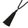 Mala Beads 6mm Volcanic Stone Knotted Meditation Semi-Precious Jewelry Men And Women Charm Necklace Hanging Black Tassel Pendant N300q