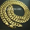 18k yellow gold GF mens womens solid chain Necklace w curb ring link N222231H