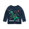 Hoodies tröjor 2023 Spring Children Boys Long Sleeve T Shirts Cartoon Dinosaur Little Tops 2 8 år barn Baby Tees Toddler kläder 230909