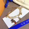 Pulseras de marca de lujo Cadena de joyería de diseñador Pulsera de plata 925 chapada en oro de 18 quilates Pulsera con letras de perlas para mujer Acceso para parejas251E