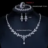 Ensembles de bijoux de mariage Ekopdee luxe brillant cubique zircone collier ensemble boucles d'oreilles anneaux femmes CZ lumière goutte mariée 230909