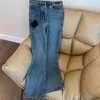 Jeans de luxe pour femmes marque de mode femmes bleu taille haute vêtements de rue jambe large Jean femme pantalon droit Denim montrer mince pantalon droit