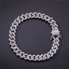 Hip Hop Micro Pave Cubic Zircon Cube Stones Cuban Chain Armband Gold Silver Color 8mm 7inches 8inches303L