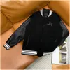 Mensjackor Designer Jacket Varsity Coats Men Leather Coat Flocked Sleeve Baseball Uniform Fashion Button Plus Drop Delivery Apparel DHT8H