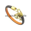 Catena Bracciale di design di gioielli di alta qualità piatto marrone braccialetto di fascino di marca braccialetto di cuoio braccialetto di chiusura in metallo per uomini e donne amanti gioielli regalo x0909