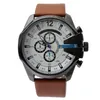 Märke män Big Case Mutiple Dials Datum Display Leather Strap Quartz Men's Wrist Watch 4280260H