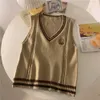 Titolo dell'oggetto Gilet lavorato a maglia con scollo a V stile preppy piccolo per donna Pullover corto autunno e inverno Jk