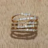 Novo design mais recente 2023 natural baguette diamante gaiola anel puro sólido 14k ouro amarelo presente jóias finas fabricante atacadista
