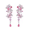 luxury butterfly dangle earring designer for woman S925 silver post party rose AAA zirconia silver white diamond earrings South Am197J