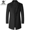 Men's Wool Blends Male Woolen Coat Solid Color Slim Mid-Length Windbreaker Warm Wear-Resistant Men's Wool Coat Business Formal Wear Casual Jacket 230908