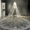 Bridal Veils Real POZ Long Lace Wedding Veil 4 metry biała kości słoniowej z grzebieniem 1t Akcesoria panny młodej Velos de novia265u