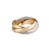 'Gold Silver RoseGold' Anillos triples cruzados de tres anillos para mujeres Hombres Amantes Alianza de boda de acero de titanio 316L Anei213r