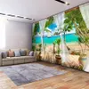 Personnalisé 3D Po Papier Peint Balcon Plage De Sable Vue Sur La Mer 3D Salon Canapé Chambre TV Fond Mural Papier Peint Décor À La Maison283i