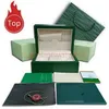 Oglądaj pudełka luksusowe męskie obudowy oryginalne zewnętrzne zegarki Womans pudełka mężczyzn Zielone pudełka z broszurą akcesoria C272L C272L
