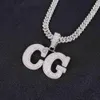 Pendant Necklaces Iced Out Pendant Custom Name Necklace for Men Prong Setting Two Layers White Gold Plated Hip Hop Jewelry x0909