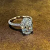 Vintage Oval Cut 4CT Lab Big Diamond Obiecing Pierścień 100% prawdziwy 925 Srebrny Srebrny zaręczyny Pierścienie dla kobiet biżuteria 200c