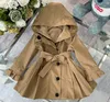 23 outono/inverno novas roupas infantis de alta qualidade plissado trench coat para meninas roupas infantis presente de natal