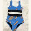 Costume da bagno sportivo da donna Costume da bagno a due pezzi Bikini alla moda con stampa di lettere Costume da bagno da donna a vita alta271F