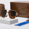 Luxus-Designer-Sonnenbrille für Herren, quadratisch, Metall-Brillenrahmen, Design, Show-Typ, coole Sommer-Oval-Sonnenbrille für Damen, Herren-Modeaccessoires mit Box