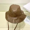 Mulheres Homens Chapéu Alpino Marca Designer Com Cordão Portátil Sombrinha Cap Esportes Balde Caps Mens Mulheres Couro Dobrado Fivela Aba Larga Chapéus