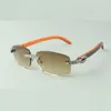 XL Diamond Drewniane okulary przeciwsłoneczne 3524026 z naturalnymi pomarańczowymi nogami drewna i soczewkami 56 mm